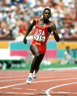 CARL LEWIS - Athlete (USA) 200m 08/08/94 Olympics 1984 @ Los Angeles © This Photograph is the copyright of George Herringshaw & the property of Associated Sports Photography 21 Green walk,Leicester LE3 6SE, England Tel +(0)116 2320310 . Reproduction is subject to our current terms & conditions previously notified. This image or any part of it is not licensed for syndication or use in electronic media, including CD ROM's, or Internet.